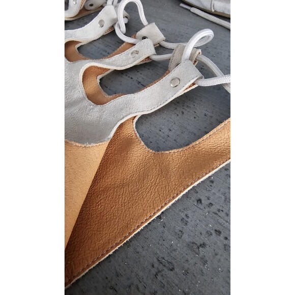 Women’s Knee-High Gladiator Sandals, Soft Suede Leather, Lace-Up Beige  Size 37 - Picture 4 of 7